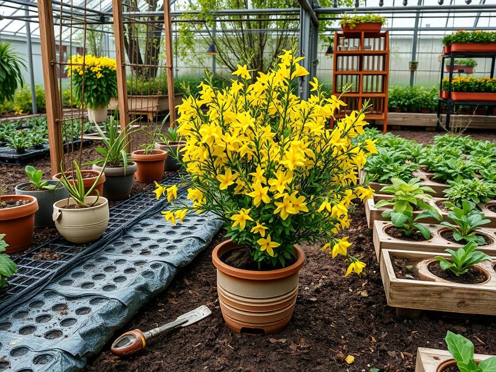 Planting Potted Forsythia