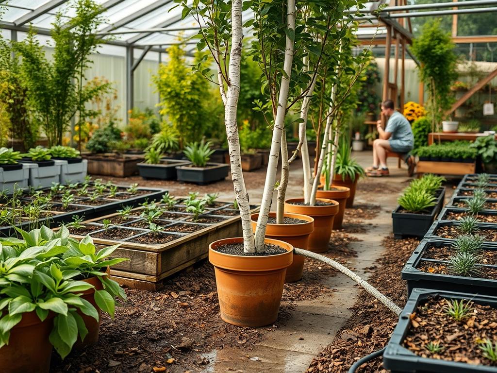 Planting Potted Birches